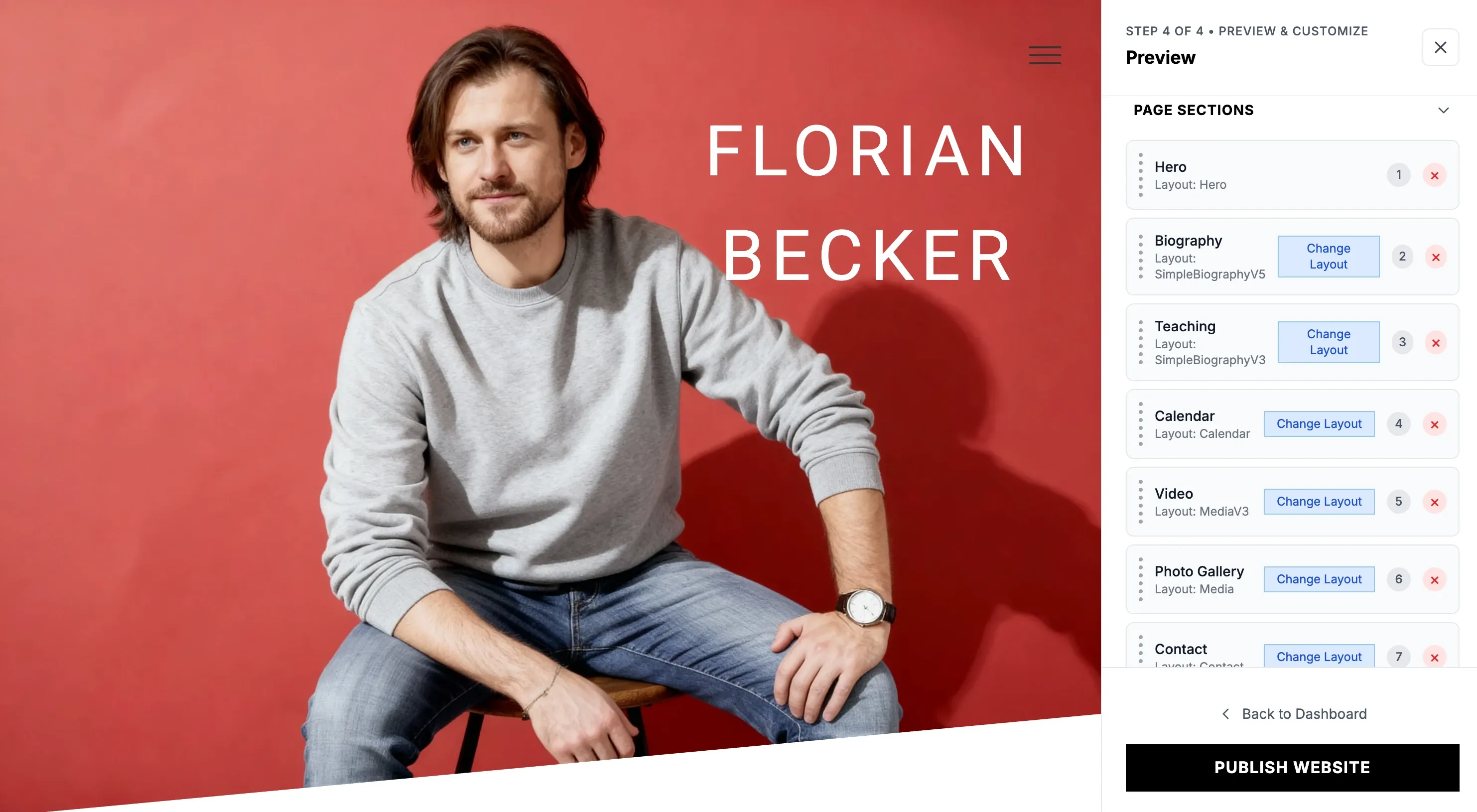 Artist Website Builder Preview